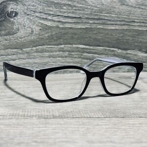 Baron BZ46‎ Eyeglass Frames Womens Black Clear Full Rim Rectangular Frames Only